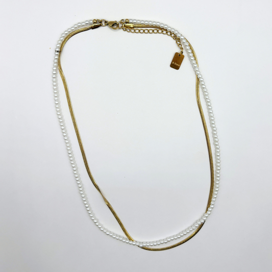 Combinatieketting imitatieparel en snake
