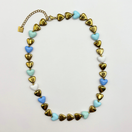 Blue heart ketting