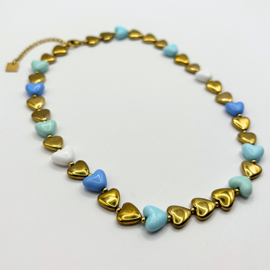 Blue heart ketting