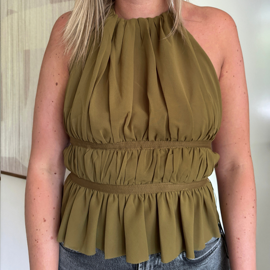Halter top met open rug