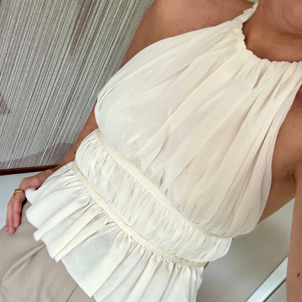 Halter top met open rug