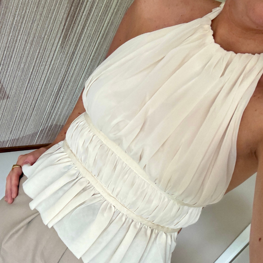 Halter top met open rug