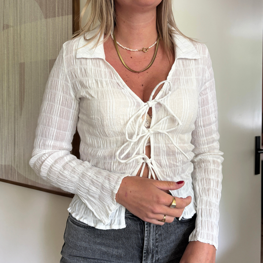 Ruffle top met strikjes